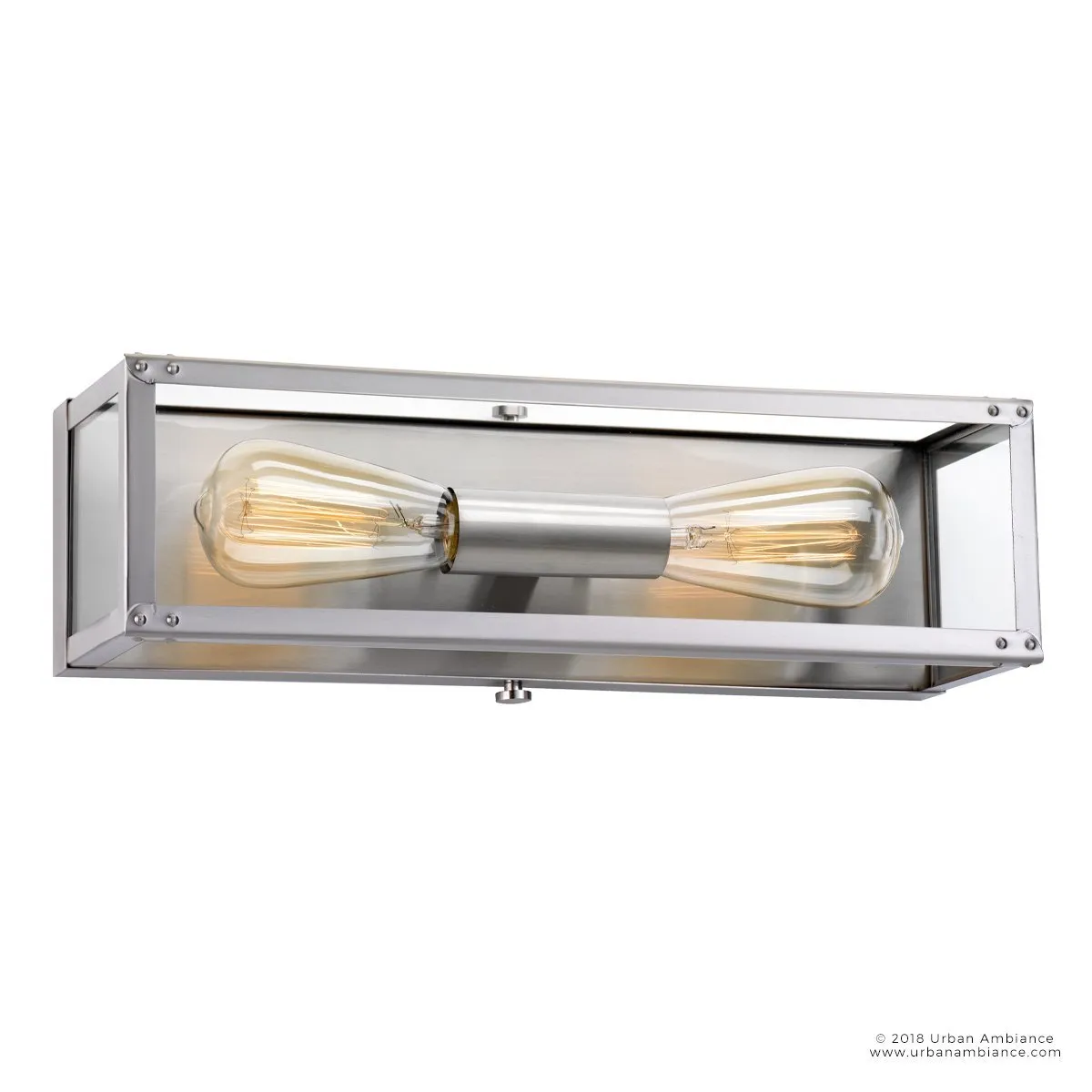 UHP2751 Luxe Industrial Electric Bath Fixture, 4-1/2"H x 16"W, Stainless Steel Finish, Messina Collection
