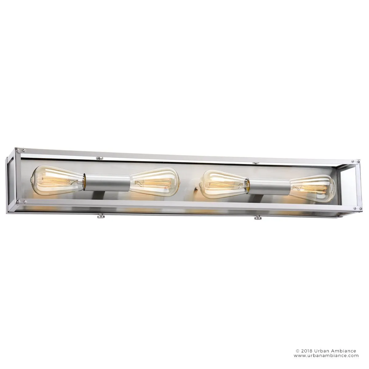 UHP2752 Luxe Industrial Electric Bath Fixture, 4-1/2"H x 30"W, Stainless Steel Finish, Messina Collection