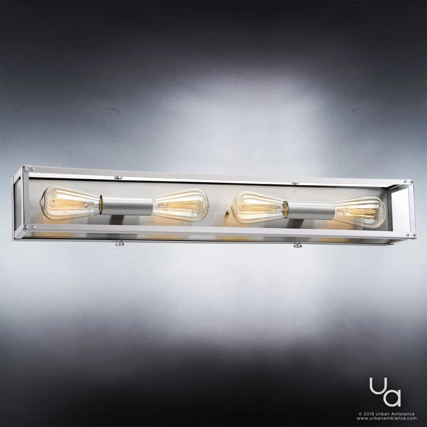 UHP2752 Luxe Industrial Electric Bath Fixture, 4-1/2"H x 30"W, Stainless Steel Finish, Messina Collection