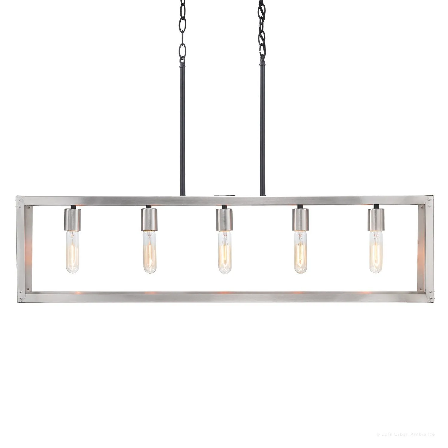 UHP2754 Modern Farmhouse Farmhouse Chandelier, 9-3/4" x 38", Stainless Steel Finish, Messina Collection