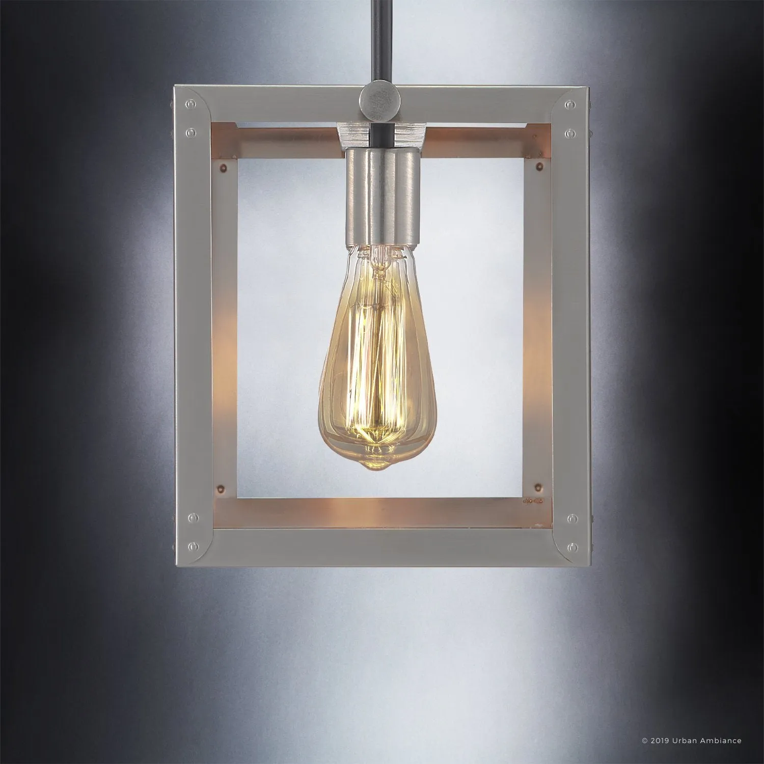 UHP2754 Modern Farmhouse Farmhouse Chandelier, 9-3/4" x 38", Stainless Steel Finish, Messina Collection