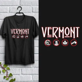 Vermont Zeppelin Style Black T-Shirt, 100% Cotton, S-XXL, Unisex Vacationland Unique Tshirts