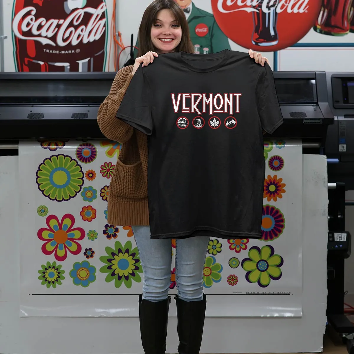 Vermont Zeppelin Style Black T-Shirt, 100% Cotton, S-XXL, Unisex Vacationland Unique Tshirts