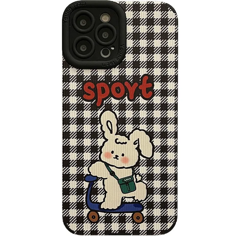 Vintage Plaid Rabbit iPhone Case