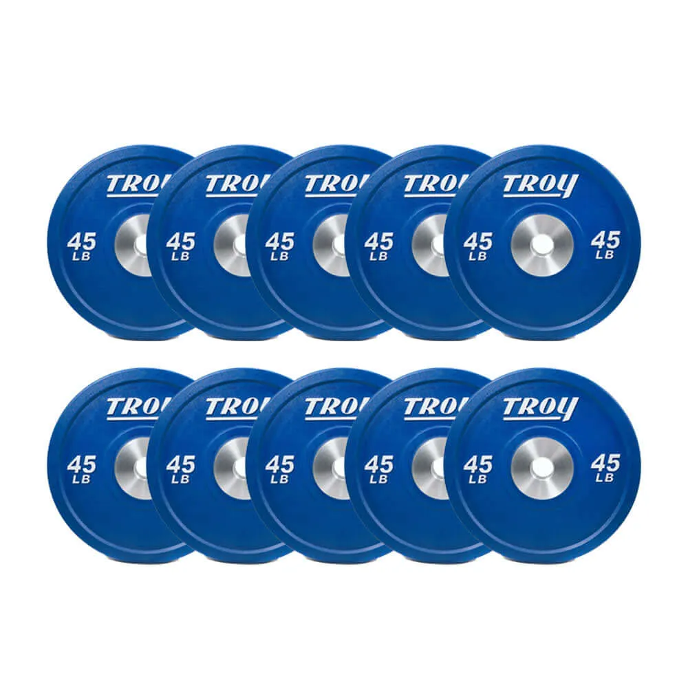 VTX 450 lbs Colored Competition Style Premium Rubber Bumper Plates Set (10 x 45 lbs)