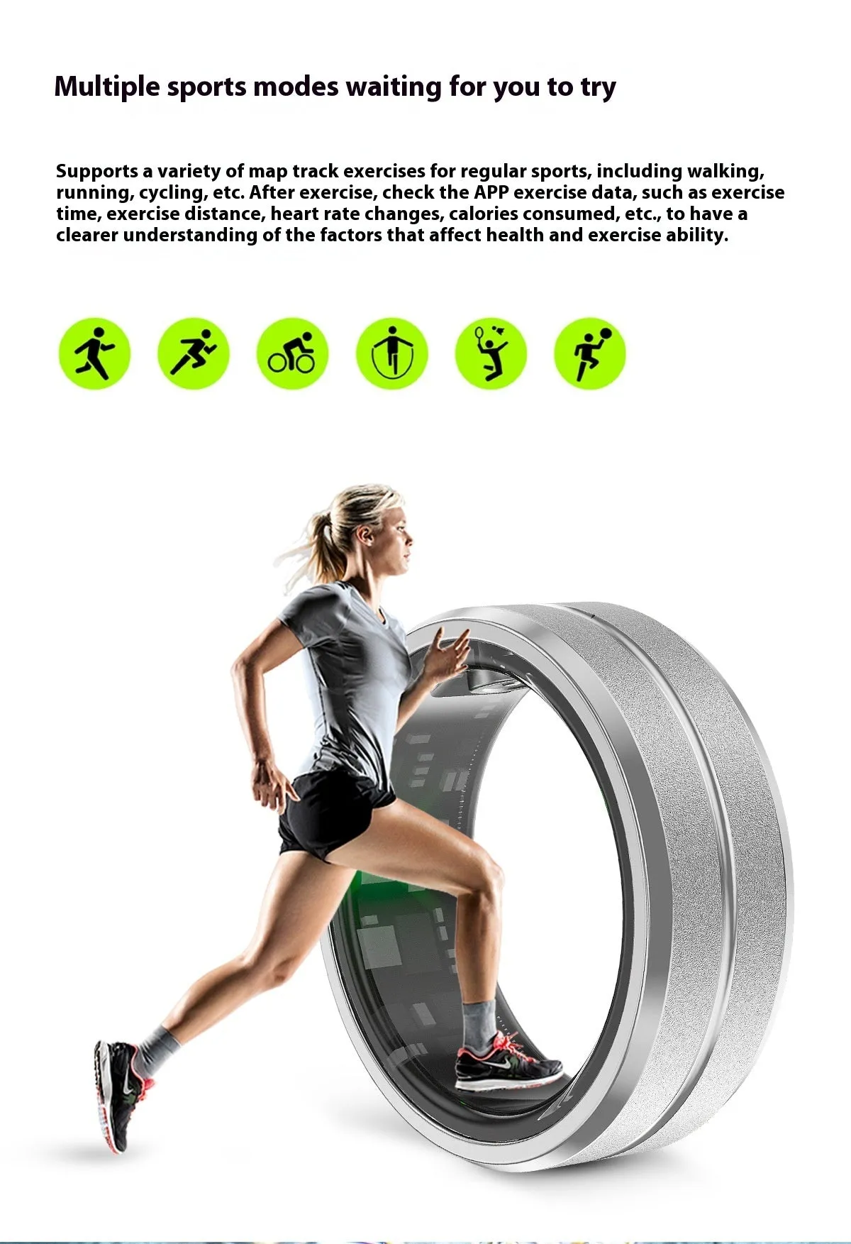 Waterproof Smart Ring: Heart Rate Sleep Blood Oxygen Monitoring|Multi Sports Modes