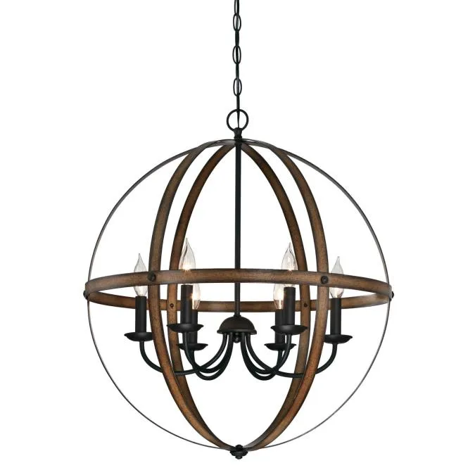 Westinghouse 6333600 6 Light Chandelier Barnwood and Oil Rubbed Bronze Finish