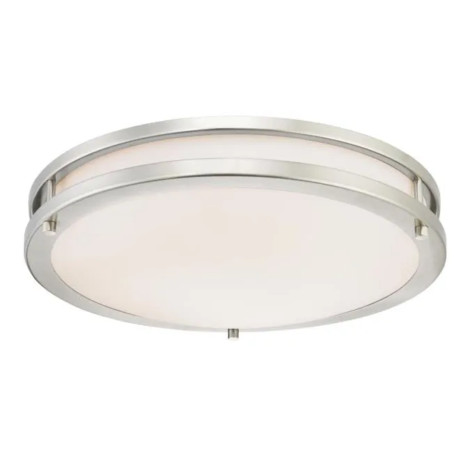 Westinghouse 6401200 15 3/4 Inch LED Flush Brushed Nickel Finish with White Acrylic Shade - Dimmable